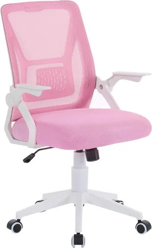 Vista 9 de VECELO Silla de oficina ergonómica giratoria de respaldo medio con brazos ajustables, soporte lumbar de malla para trabajo de computadora