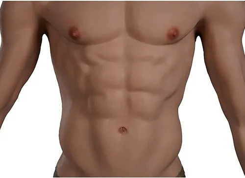 Vista 7 de Traje muscular de silicona con brazos con cremallera pecho de silicona masculino con brazos realista pecho abdominal