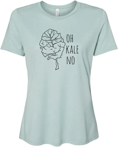 Vista 6 de Cute Women's Screen Printed Crew Neck Tee, Shirts With Sayings, Dusty Blue or Olive