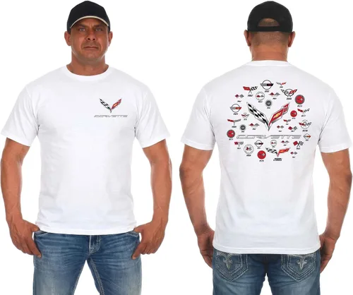 Vista 10 de JH DESIGN GROUP Camiseta Corvette para hombre C7 C6 C5 C4 C3 C2 C1 Collage Camisa negra Negro