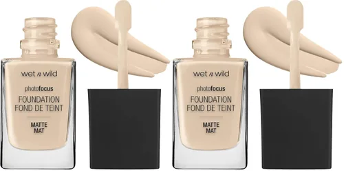 Vista 21 de wet n wild - Base líquida Photo Focus con acabado mate, vegana y libre de crueldad animal, color ámbar beige (Amber Beige)