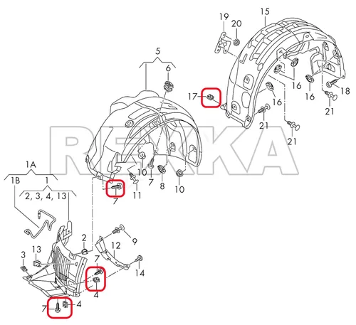 Vista 7 de Rexka 15 juegos de T25 M5 clips de tornillo de protección contra salpicaduras de parachoques para VW N90974701 N90959101