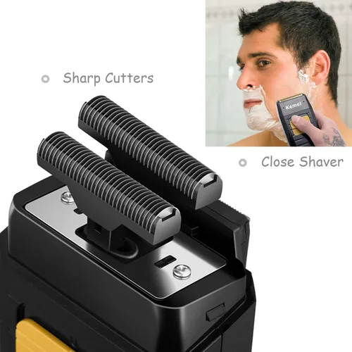 Vista 5 de KEMEI Afeitadora eléctrica doble para hombres, afeitadora eléctrica profesional para hombres calvos, suministros de peluquería recargable inalámbrica