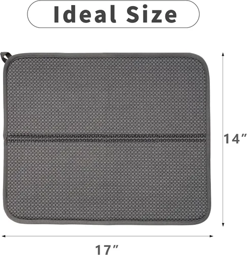 Vista 5 de Paquete de 2 tapetes de secado de platos para encimera de cocina, absorbentes, tapetes escurridor de platos de microfibra, almohadilla de secado