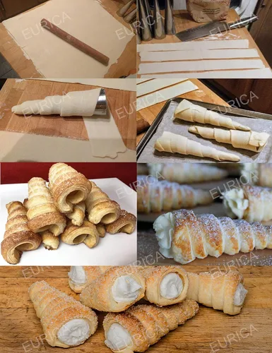 Vista 5 de EUICAE Moldes de cuerno crema de 5 pulgadas de tamaño grande, forma de cuerno crema, paquete de 16