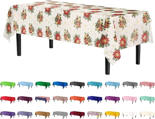 Vista 13 de Party Solids Paquete de 6 manteles de plástico prémium de 54 pulgadas x 108 pulgadas. Cubierta de mesa rectangular de plástico - Aqua