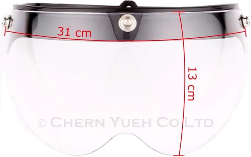 Vista 5 de Visera universal de 3 broches para casco de motocicleta de cara abierta, escudo contra el viento abatible hacia arriba (transparente)