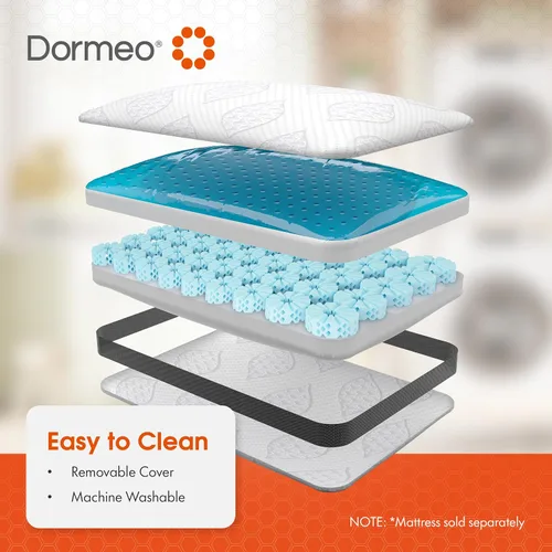 Vista 8 de Dormeo Almohada de cama tamaño King oscuro con tecnología Octaspring, gel transpirable reversible y espuma viscoelástica para soporte de cuello
