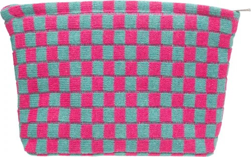 Vista 27 de PAZIMIIK Bolsa de Maquillaje a Cuadros para Bolso Portátil con Cremallera, Estuche Pequeño de Cosméticos para Accesorios de Viaje, Azul Ártico