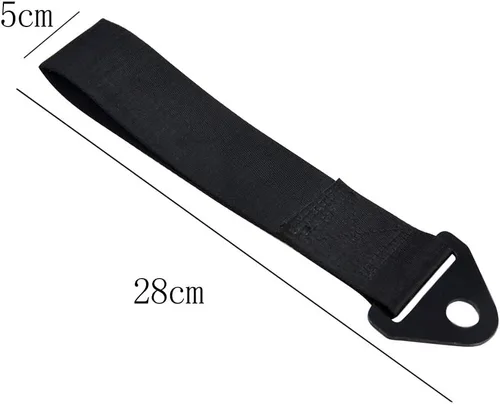 Vista 2 de Correa de remolque universal de nailon para parachoques delantero o trasero de alta resistencia, color negro