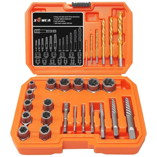 Vista 8 de XEWEA - Extractor de enchufe de tornillo y perno de 26 piezas con juego de brocas izquierda