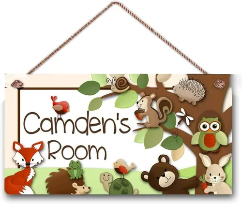 Vista 17 de Letreros personalizados, lindo letrero de mapache, decoración de pared personalizada, nombre personalizado, habitación de niños, habitación de bebé