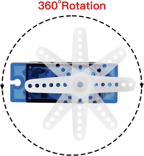 Vista 2 de FEETECH FS90R 360 grados rotación continua micro servo motor 0.32 oz para RC helicóptero avión coche barco robot controles 4.8V-6V