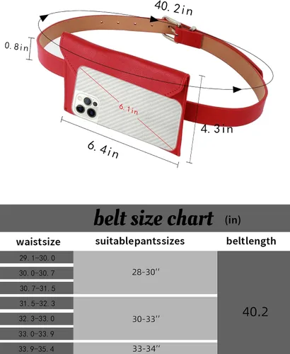 Vista 6 de Danse Jupe - Riñonera de piel sintética para mujer, diseño de cinturón, B1 - Rojo, talla única