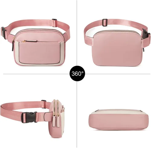 Vista 6 de CLUCI Riñonera para Mujer, Mini Bolsa Cruzada de Cintura Everywhere con Correa Ajustable, Riñonera de Cuero Vegano para Mujer