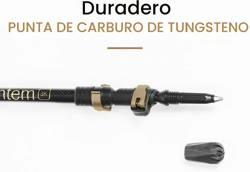 Vista 6 de Montem Bastones de senderismo de fibra de carbono – Bastones de senderismo ultraligeros 3K, plegables y ajustables con agarre de corcho, bastones