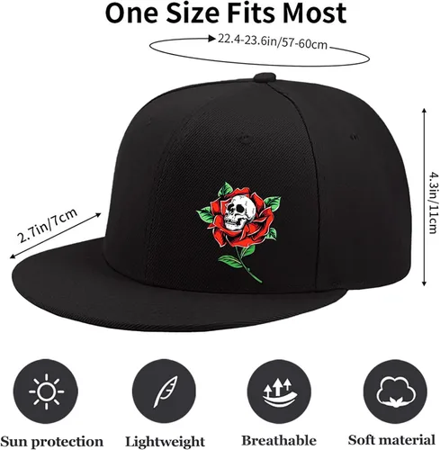 Vista 2 de Sombreros de calavera para hombre, sombreros planos para hombre, ala de esqueleto, rosa, sombreros ajustados para hombre, sombreros de béisbol