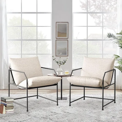 Vista 10 de Silla de acento para sala de estar, sillas cómodas de lectura para dormitorio, silla de salón tapizada, silla de brazo moderna de mediados de siglo