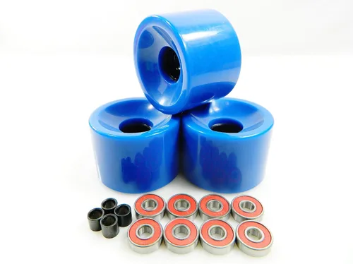 Vista 14 de Ruedas de monopatín de 70 mm y espaciadores de rodamiento ABEC 7 Gel Azul