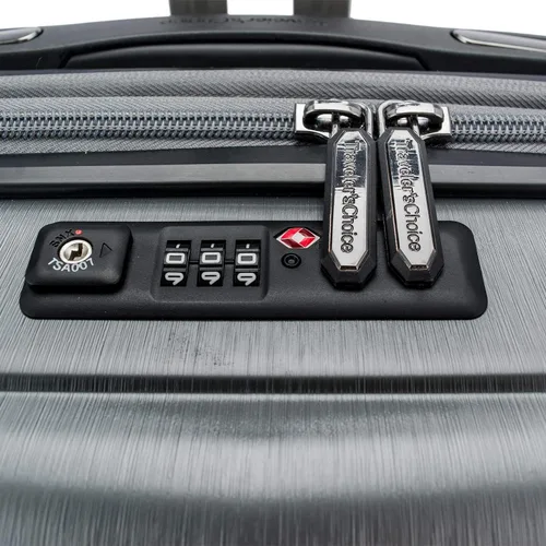 Vista 5 de Traveler's Choice Silverwood II Hardside Expandable Spinner, Gray-Out of Stock, 30" Checked Luggage