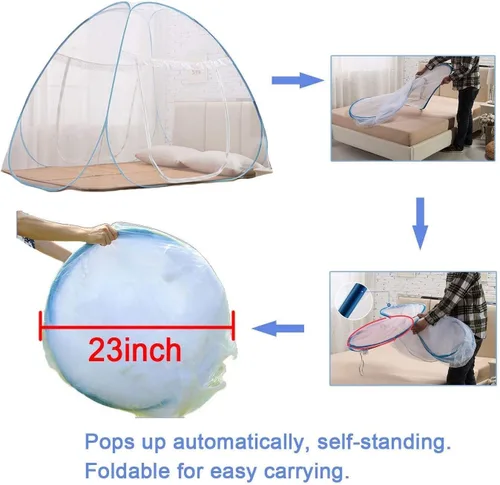 Vista 5 de Carpa de mosquitero plegable autónoma nueva portátil para cama 1/2 aberturas