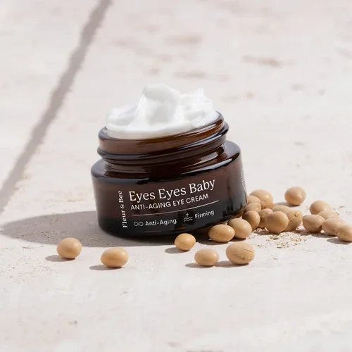 Vista 2 de FLEUR & BEE Crema de ojos antienvejecimiento Limpia, 100% vegana y libre de crueldad Para ojeras, ojos hinchados y arrugas Todo