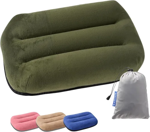 Vista 11 de Almohada inflable para acampar – Almohada de viaje compacta ultraligera, color azul picnic