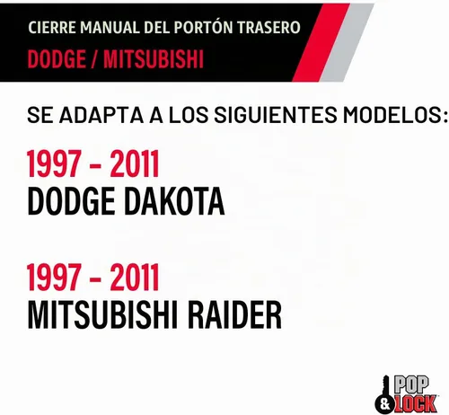 Vista 6 de Cerradura de puerta trasera Pop & Lock PL3600, manual, color negro, para Mitsubishi Raider o Dodge