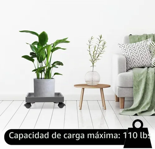 Vista 5 de Skelang Plataforma cuadrada con ruedas para plantas, bandejas de plástico ABS, resistente, capacidad de carga de 110 libras