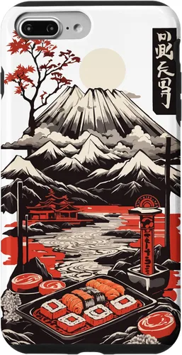 Vista 12 de Aesthetic Sushi Design Vintage Colour Woodcut Ukiyo-E Style Case for iPhone 16