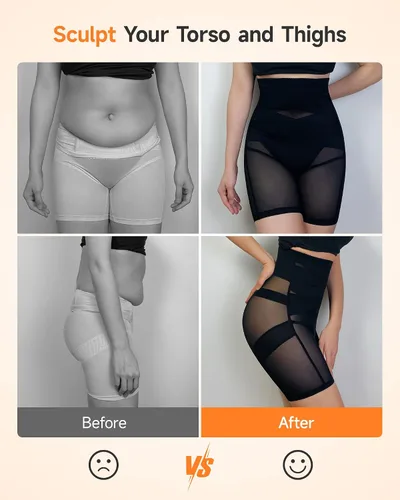 Vista 4 de YADIFEN Faja moldeadora de cintura alta para mujer, con control de abdomen, pantalones cortos moldeadores de muslos más delgados para levantar