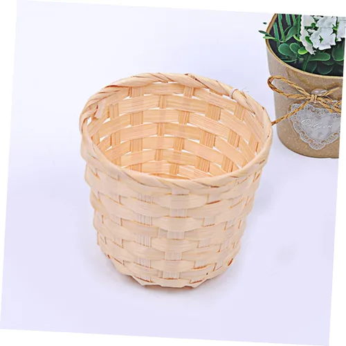 Vista 7 de Unomor 10 unids pequeña cesta apoyos snack Rattan Mini cesta tejida de madera para tejer cesta tejida cesta sauce comida bambú tejido flores cestas