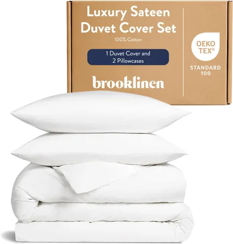 Vista 15 de Brooklinen Funda de edredón de satén de lujo de calidad hotelera, tamaño Abismo
