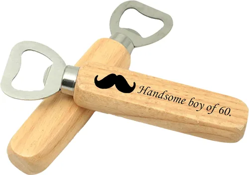 Vista 4 de 10 abrebotellas de madera grabado personalizado, abrebotellas de acero inoxidable de mano de madera personalizado, abridor de madera para boda