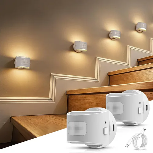 Vista 15 de DORESshop - Luz nocturna con sensor de movimiento, luces nocturnas enchufables a la pared, 3000K Negro
