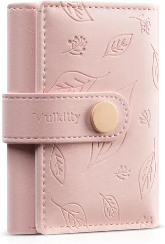 Vista 9 de Vulkitty Billetera pequeña para mujer, de piel triple con ventana de identificación, bloqueo RFID, billetera de seguridad para mujer, soporte