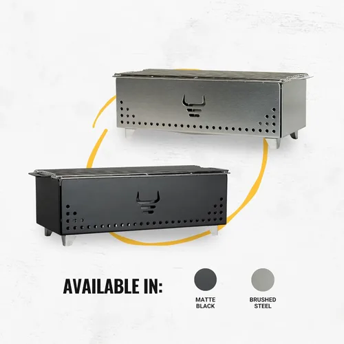 Vista 2 de Parrilla portátil de mesa de carbón, YAK Grills Hibachi, 100% de acero inoxidable, parrilla a 750ºF, para patio, balcón. Área de parrilla de 15”x7”.