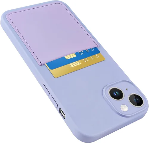 Vista 13 de Funda diseñada para iPhone 15 Pro con tarjetero para mujeres y hombres, cubierta de silicona suave [forro de microfibra], protección completa