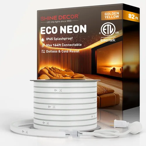 Vista 25 de luces LED de cuerda AC 120V, tira de neón eco de 120LEDs/M sin puntos, conectable y cortable, IP65 impermeable y resistente al clima para el hogar