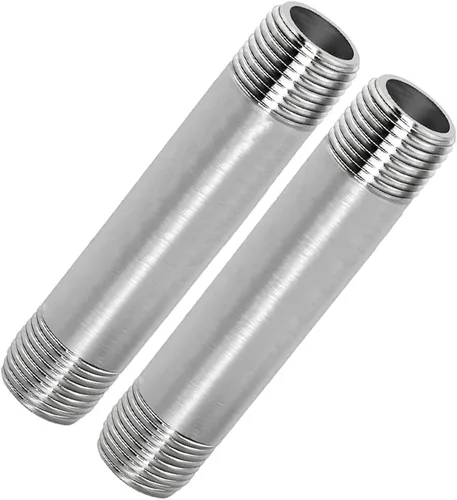 Vista 14 de Accesorio de tubo de acero inoxidable 1/2" NPT macho x 1/2" NPT hembra rosca boquilla tubo fundido de 2" (50mm) de longitud 2 piezas