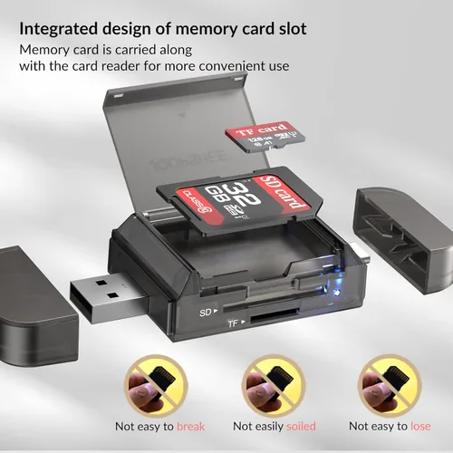 Vista 6 de JOOPSHEE Lector de tarjetas SD USB, ranuras dobles de alta velocidad USB 3.0 tipo C a adaptador de tarjeta micro SD para MicroSD SDHC SDXC