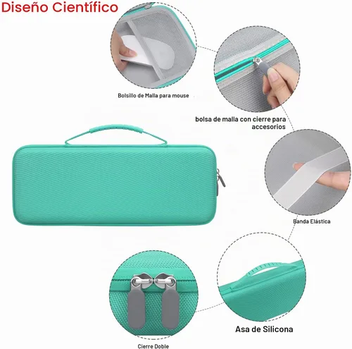 Vista 4 de Elonbo Estuche rígido de transporte para teclado inalámbrico mecánico Logitech POP, portátil, Bluetooth, teclado externo, bolsa de viaje, bolsillo