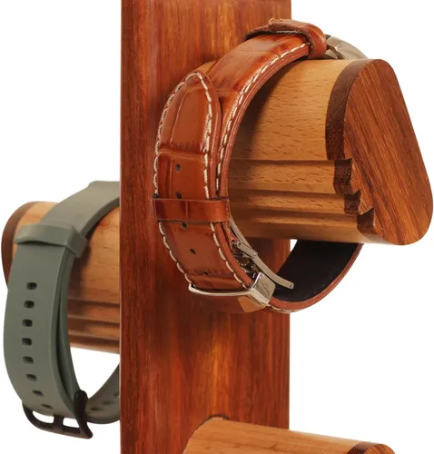 Vista 6 de ABHANDICRAFTS Soporte de reloj múltiple 5 en uno, estación de carga, torre de visualización de relojes, organizador de joyas para anillos, monedas