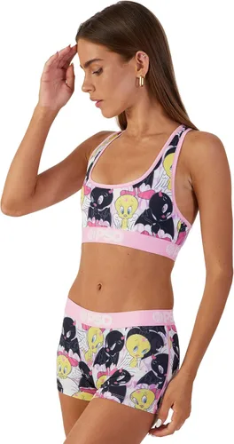 Vista 3 de PSD Looney Tunes - Brasier deportivo para mujer con espalda cruzada con tela de microfibra transpirable