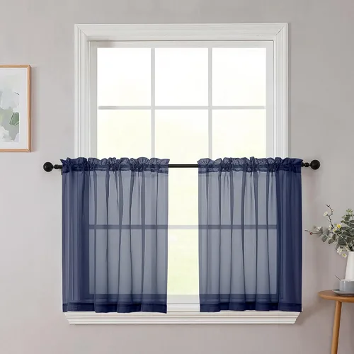 Vista 313 de 2 paneles de cortinas traslúcidas blancas para dormitorio, sala de estar, 96 pulgadas de largo, modernas, suaves, ligeras, con bolsillo para barra
