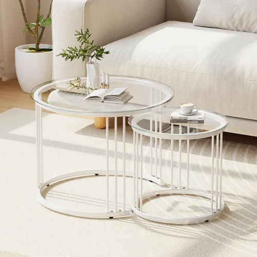 Vista 10 de Garden 4 you Mesa de Centro de Mármol Sintético Mesa Nido para Espacios Pequeños 2 Juegos Muebles Modernos Juegos de Sala Mesa Auxiliar Lateral