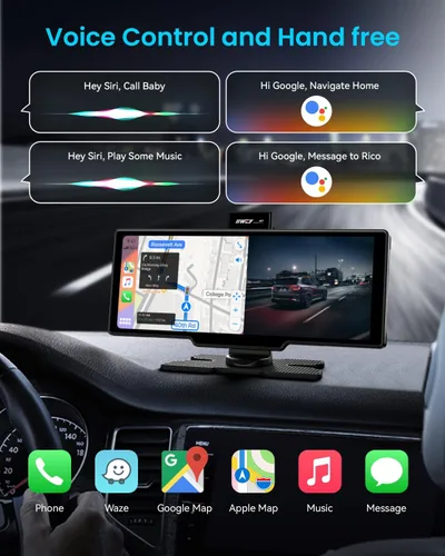 Vista 3 de Pantalla portátil Apple Carplay, estéreo de coche de 10 pulgadas y pantalla táctil automática Android, cámara de tablero 4K, cámara de respaldo