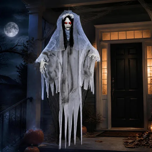 Vista 4 de Tangkula Decoración animada de Halloween de novia fantasma de 6 pies