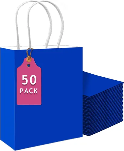 Vista 24 de qiqee Paquete de 50 bolsas de regalo de papel negro con asas a granel 13"x10.3"x4.6" bolsas de favor para fiestas de tamaño grande múltiples usos