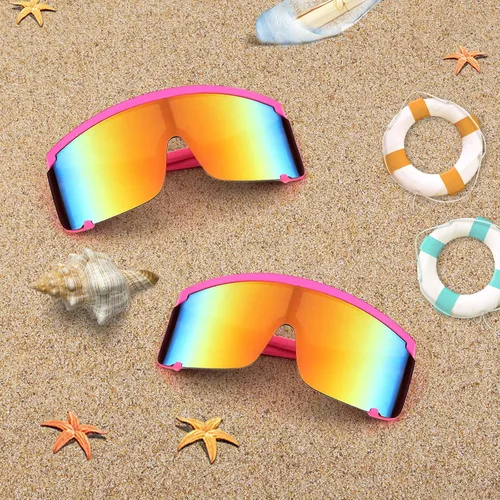 Vista 6 de Karsaer Vision Shield - Gafas de sol para hombres y mujeres, de gran tamaño, neón de los años 80 y 90, estilo deportivo, para ciclismo, esquí